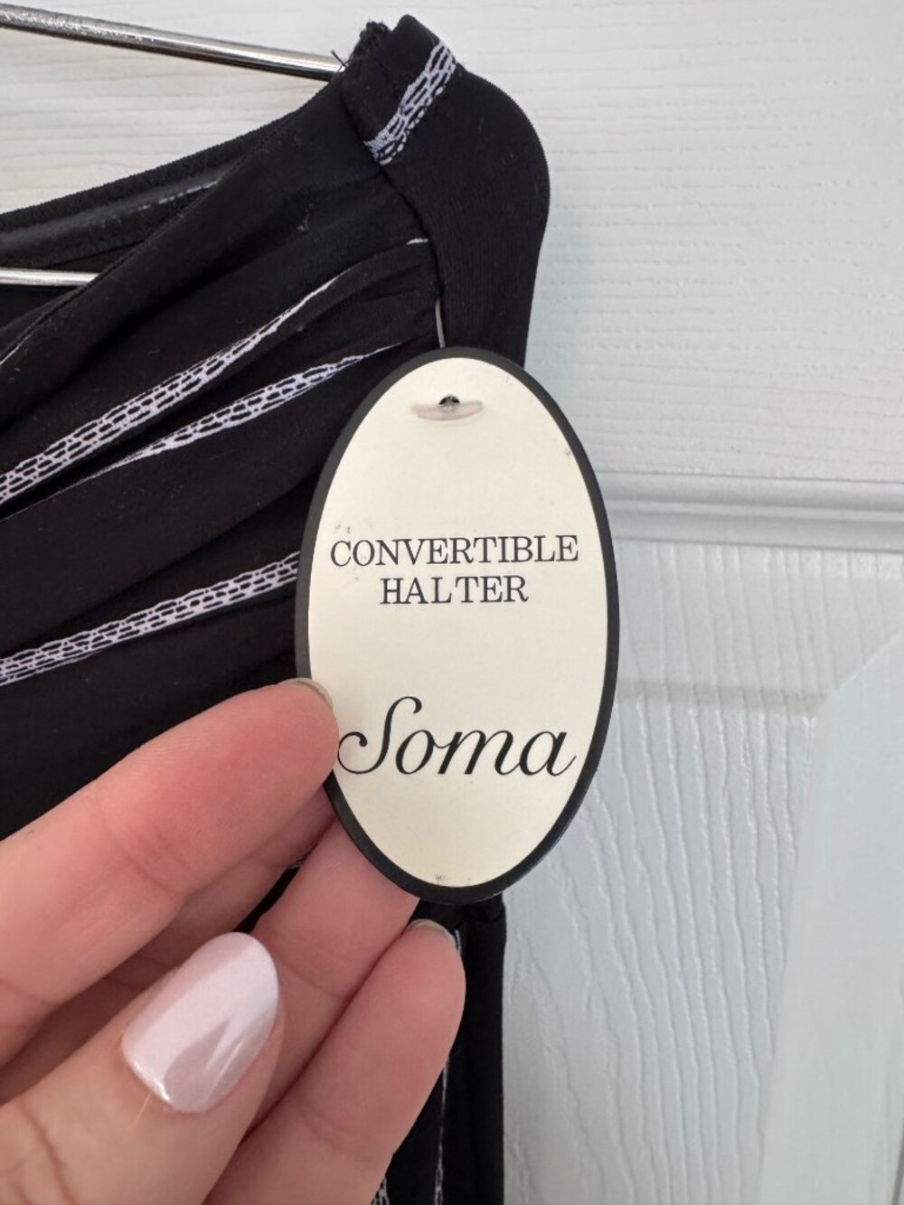 Soma Faye Maxi Dress Black White Convertible Halter Soft Jersey Medium NEW - Picture 8 of 11